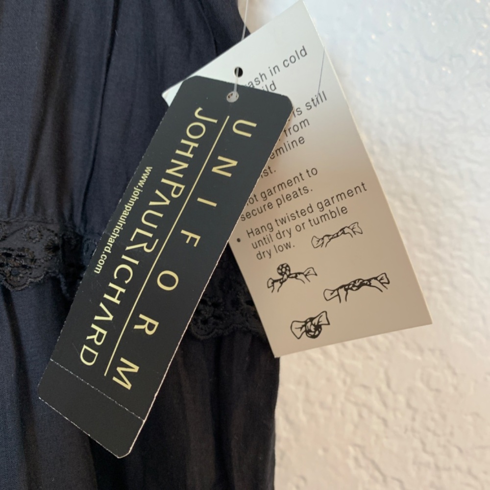 Uniform John Paul Richard Black Midi Skirt Medium NEW Tiered Embroidered Floral - Picture 8 of 15